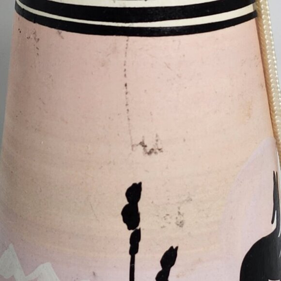 Vintage Native American Southwestern Ceramic Bell With Wolf & Cactus Design - Picture 5 of 12